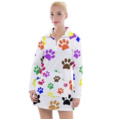 Pawprints Paw Prints Paw Animal Women s Long Sleeve Casual Dress