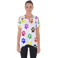 Pawprints Paw Prints Paw Animal Cut Out Side Drop Tee