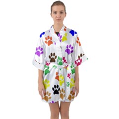 Pawprints Paw Prints Paw Animal Quarter Sleeve Kimono Robe by Sapixe