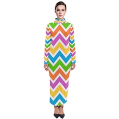 Chevron Pattern Design Texture Turtleneck Maxi Dress by Sapixe