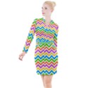 Chevron Pattern Design Texture Button Long Sleeve Dress View1