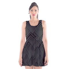 Diagonal Square Black Background Scoop Neck Skater Dress