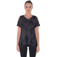 Diagonal Square Black Background Cut Out Side Drop Tee