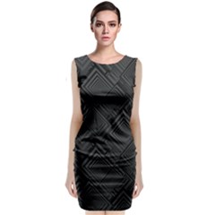 Diagonal Square Black Background Sleeveless Velvet Midi Dress by Sapixe