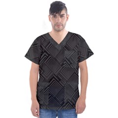 Diagonal Square Black Background Men s V-neck Scrub Top