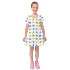 Star Pattern Design Decoration Kids  Short Sleeve Velvet Dress