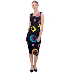 Abstract Background Retro Sleeveless Pencil Dress