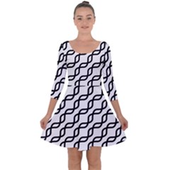 Diagonal Stripe Pattern Quarter Sleeve Skater Dress