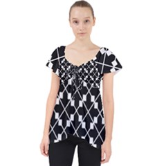 Abstract Background Arrow Lace Front Dolly Top