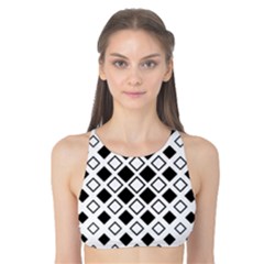 Square Diagonal Pattern Monochrome Tank Bikini Top by Sapixe