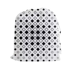 Square Diagonal Pattern Monochrome Drawstring Pouch (xxl) by Sapixe