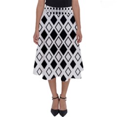 Square Diagonal Pattern Monochrome Perfect Length Midi Skirt