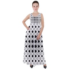 Square Diagonal Pattern Monochrome Empire Waist Velour Maxi Dress