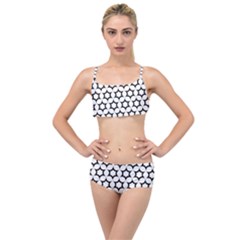 Pattern Star Repeating Black White Layered Top Bikini Set by Sapixe