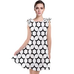 Pattern Star Repeating Black White Tie Up Tunic Dress by Sapixe