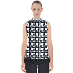 Ellipse Pattern Background Mock Neck Shell Top