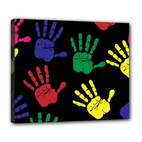Handprints Hand Print Colourful Deluxe Canvas 24  X 20  (stretched)