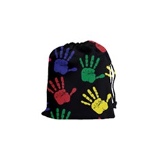 Handprints Hand Print Colourful Drawstring Pouch (small) by Sapixe