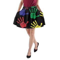 Handprints Hand Print Colourful A-line Pocket Skirt