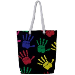 Handprints Hand Print Colourful Full Print Rope Handle Tote (small)