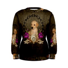 Cute Little Puppy With Flowers Women s Sweatshirt by FantasyWorld7