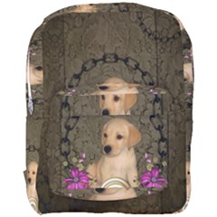 Cute Little Puppy With Flowers Full Print Backpack by FantasyWorld7