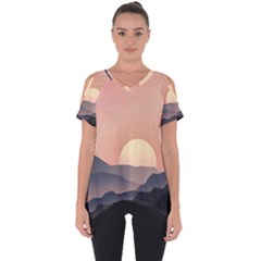 Sunset Sky Sun Graphics Cut Out Side Drop Tee by HermanTelo