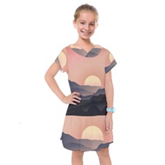 Sunset Sky Sun Graphics Kids  Drop Waist Dress by HermanTelo