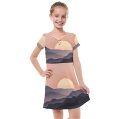 Sunset Sky Sun Graphics Kids  Cross Web Dress