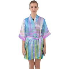 Texture Abstract Squqre Chevron Quarter Sleeve Kimono Robe