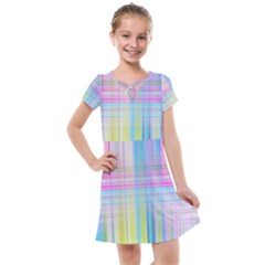 Texture Abstract Squqre Chevron Kids  Cross Web Dress