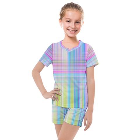Texture Abstract Squqre Chevron Kids  Mesh Tee And Shorts Set by HermanTelo