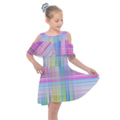 Texture Abstract Squqre Chevron Kids  Shoulder Cutout Chiffon Dress