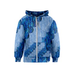 Texture Surface Blue Shapes Kids  Zipper Hoodie