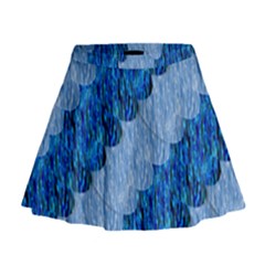 Texture Surface Blue Shapes Mini Flare Skirt