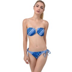 Texture Surface Blue Shapes Twist Bandeau Bikini Set by HermanTelo