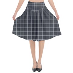 Simple gray plaid Flared Midi Skirt