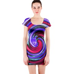 Swirl Vortex Motion Short Sleeve Bodycon Dress