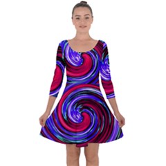 Swirl Vortex Motion Quarter Sleeve Skater Dress