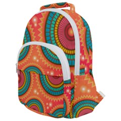 Texture Mosaic Pink Rounded Multi Pocket Backpack