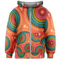 Texture Mosaic Pink Kids  Zipper Hoodie Without Drawstring by HermanTelo