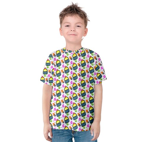 Sweet Dessert Food Cake Pattern Kids  Cotton Tee by HermanTelo