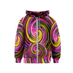 Swirl Vortex Motion Pink Yellow Kids  Zipper Hoodie