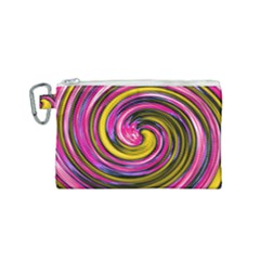 Swirl Vortex Motion Pink Yellow Canvas Cosmetic Bag (small) by HermanTelo
