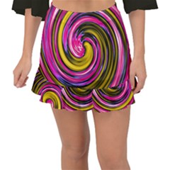 Swirl Vortex Motion Pink Yellow Fishtail Mini Chiffon Skirt by HermanTelo