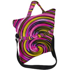 Swirl Vortex Motion Pink Yellow Fold Over Handle Tote Bag