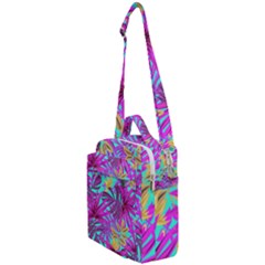 Tropical Greens Pink Leaves Crossbody Day Bag