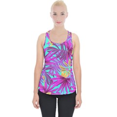 Tropical Greens Pink Leaves Piece Up Tank Top by HermanTelo