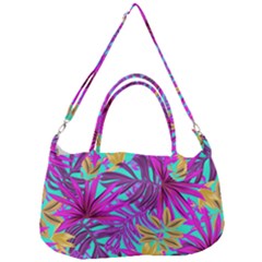 Tropical Greens Pink Leaves Removal Strap Handbag