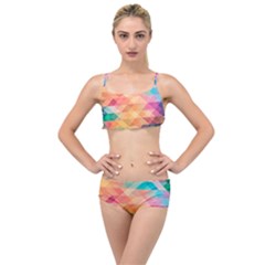 Texture Triangle Layered Top Bikini Set
